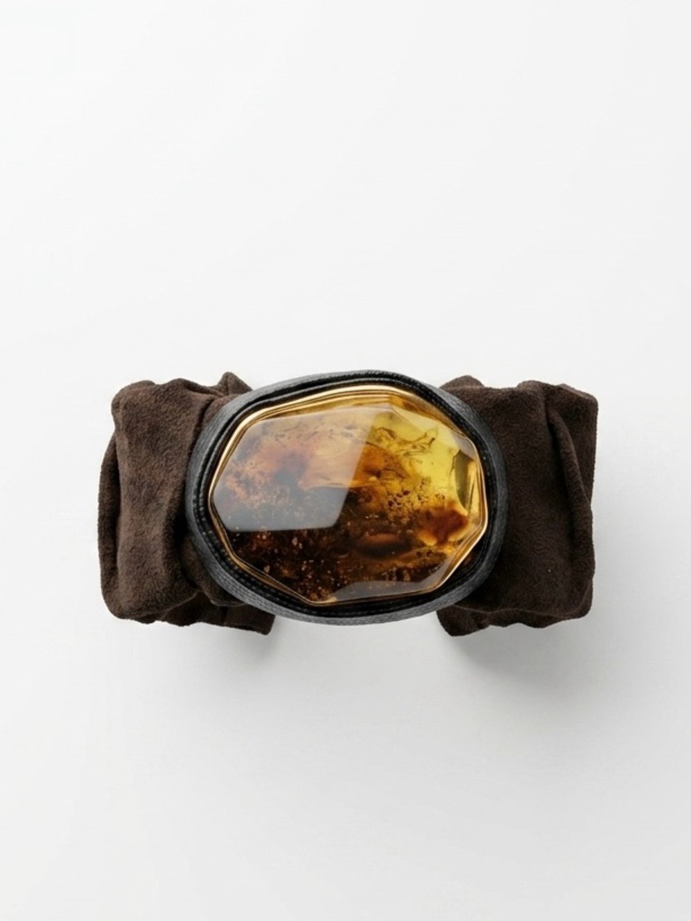 Bracelet: Natural Amber, Suede, Leather